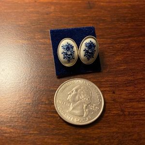 Blue and white earrings